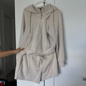 Prana Loungewear Set - White (Hoodie + Shorts)